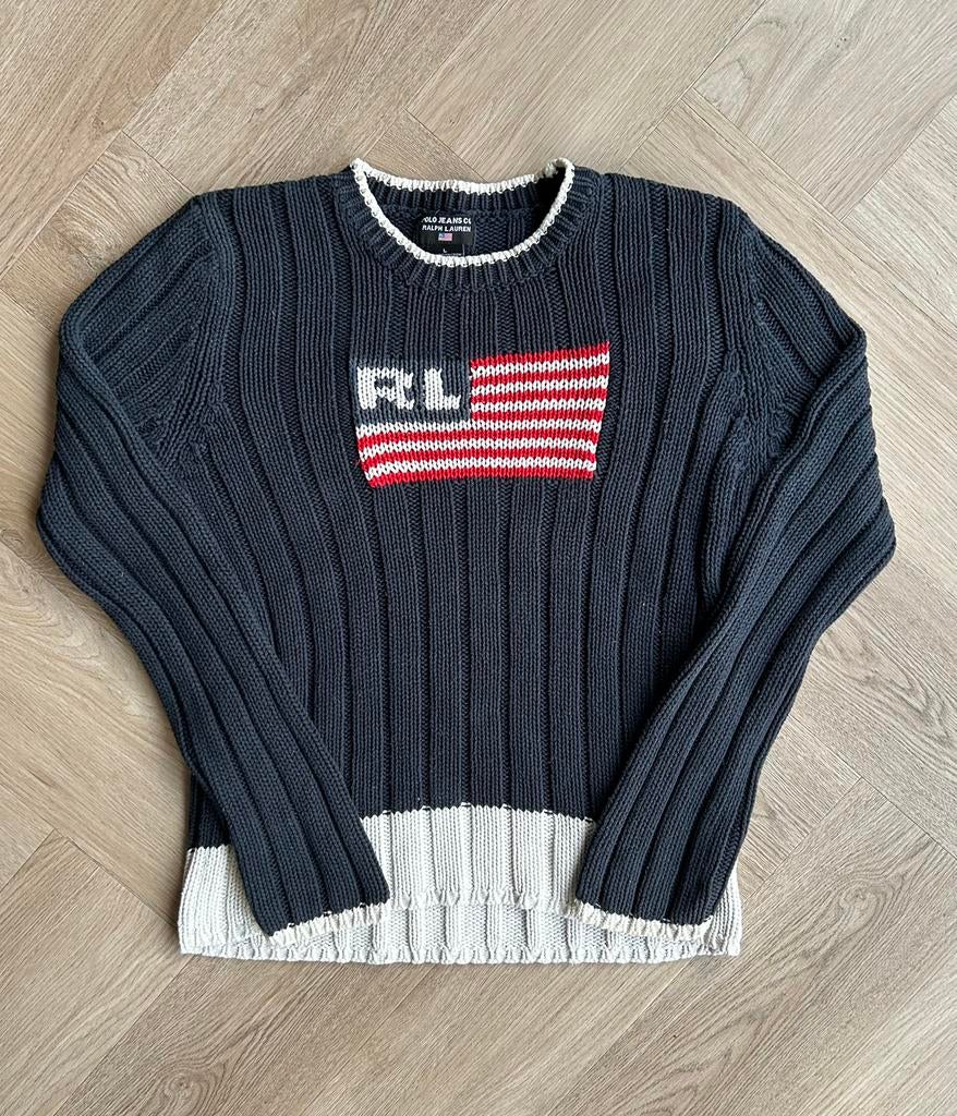 Ralph lauren amerikaanse vlag trui maat L, Ophalen of Verzenden, Zo goed als nieuw, Maat 52/54 (L), Blauw