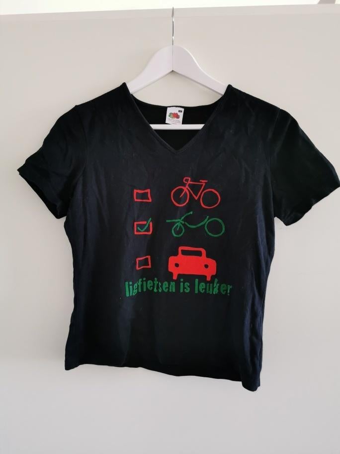 Ligfietsen Ligfiets T-shirt zwart Large ZGAN Velomobiel, Zwart, Maat 42/44 (L), Ophalen of Verzenden, Zo goed als nieuw