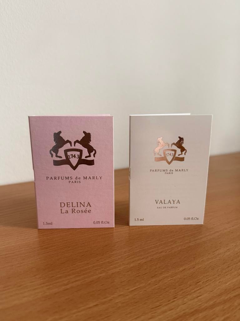 Parfums de Marly samples 2x1,5ml (Delina La Rosée, Valaya), Ophalen of Verzenden, Nieuw