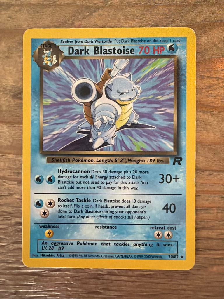 Dark Blastoise 20/82 Team Rocket Pokemon Kaart, Ophalen of Verzenden, Gebruikt, Losse kaart, Foil