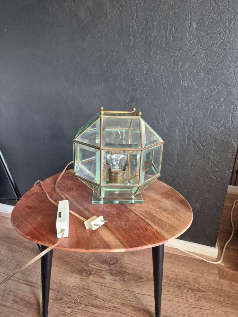 Vintage Italiaanse messing facet tafellamp, Ophalen