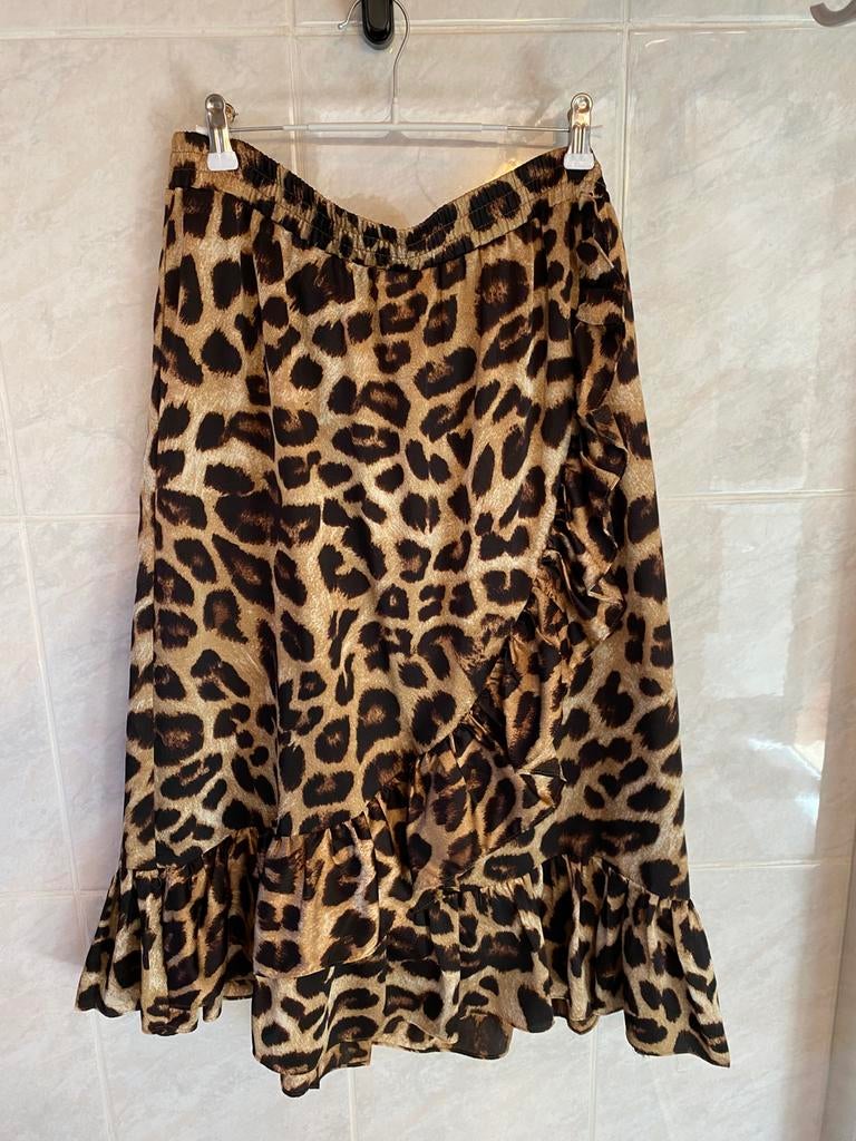 Panterprint rok, Kleding | Dames, Rokken, Bruin, Maat 42/44 (L), Ophalen of Verzenden, Zo goed als nieuw