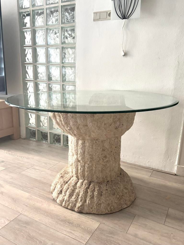 Magnussen Ponte pearl eettafel, zeldzaam design travertin, Antiek en Kunst, Ophalen