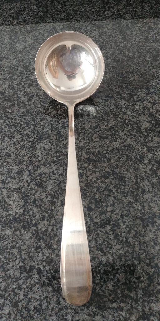 Wellner soeplepel opscheplepel verzilverd puntfilet, Antiek en Kunst, Ophalen of Verzenden