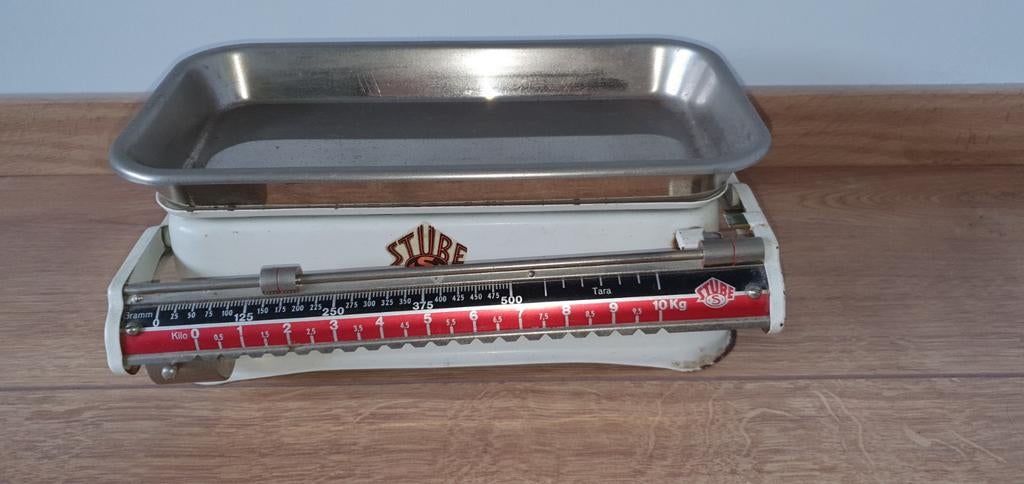 Keuken weegschaal stube wit rood jaren 50, Ophalen of Verzenden, Zo goed als nieuw