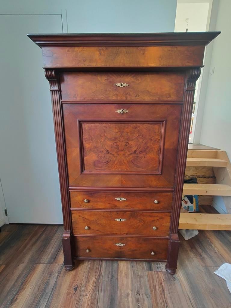 Antieke Secretaire Kast - Prachtig Houten Bureau, Huis en Inrichting, Kasten | Secretaires, Ophalen, Gebruikt, Klassiek, Antiek