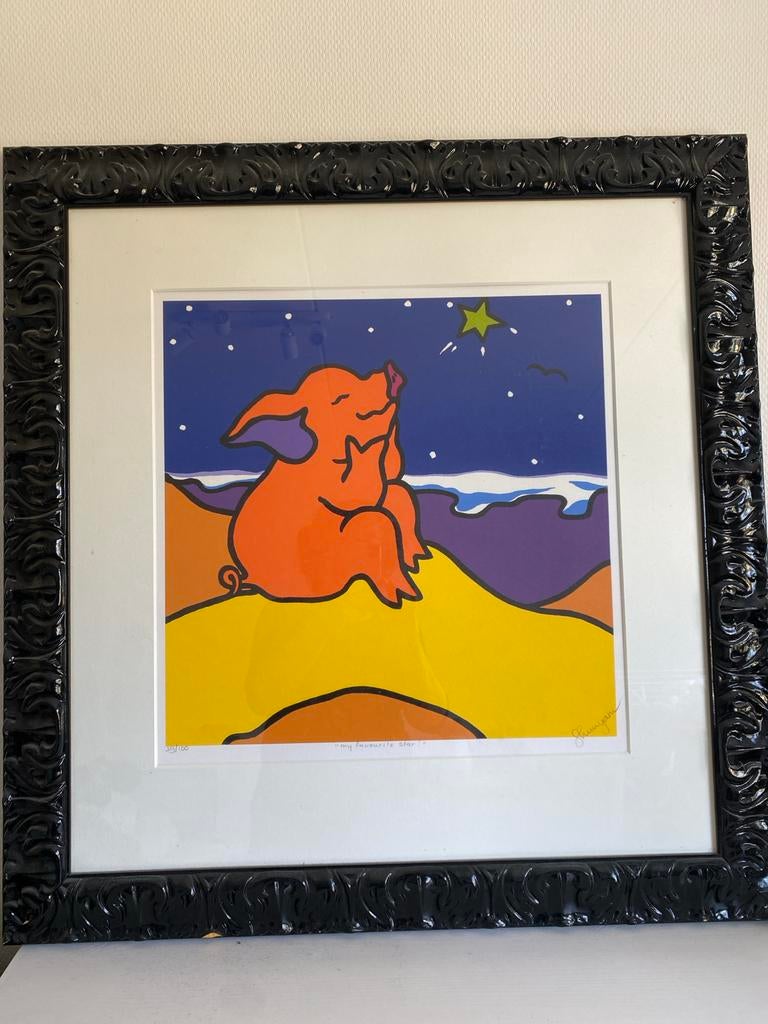 Zeefdruk Shunyam 'my favorite star!' 39/100 ingelijst, Genummerd, Flora en Fauna, Zeefdruk, 2000 tot heden
