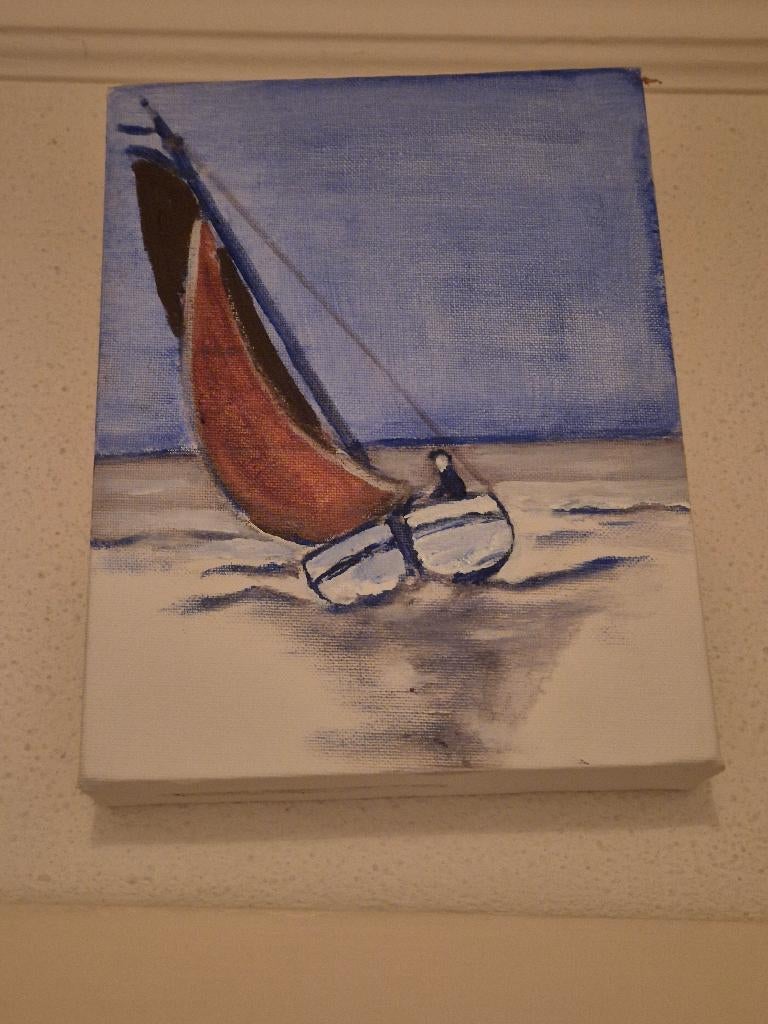 Zeilboot Schilderij - Origineel Kunstwerk, Antiek en Kunst, Kunst | Schilderijen | Abstract, Ophalen of Verzenden