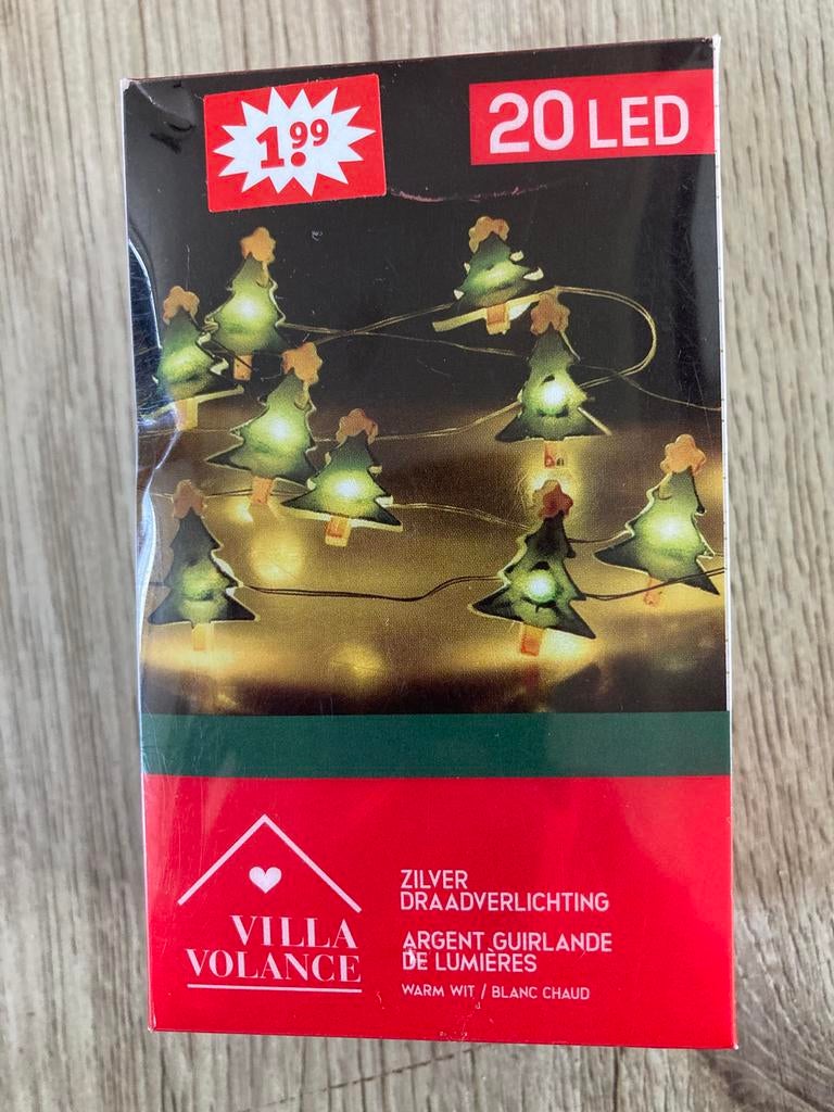 Lichtjes snoer met kerstboompjes, Diversen, Kerst, Ophalen of Verzenden, Nieuw