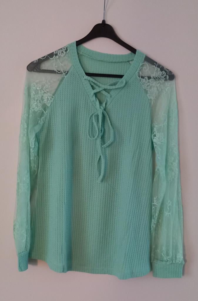 Blouse met kant, Ophalen, Nieuw, Maat 38/40 (M), Groen