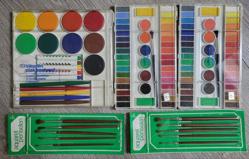 Unieke Set Vintage HEMA Verfdozen - Jaren '80 / '90 - Retro!, Antiek en Kunst, Antiek | Speelgoed, Ophalen of Verzenden