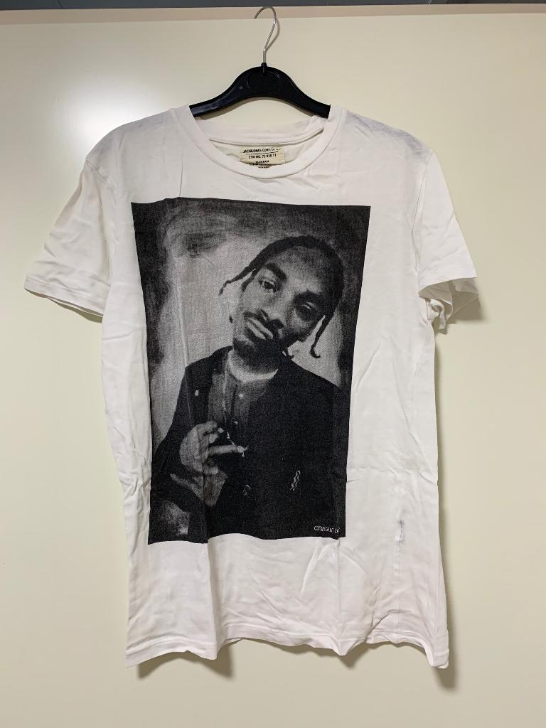 Wit t’shirt met opdruk maat S, Kleding | Heren, T-shirts, Wit, Ophalen of Verzenden, Gedragen, Jack & Jones