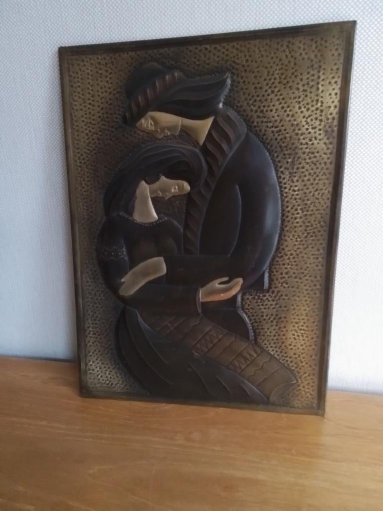 Metalen Wandreliëf, Antiek en Kunst, Curiosa en Brocante, Ophalen of Verzenden