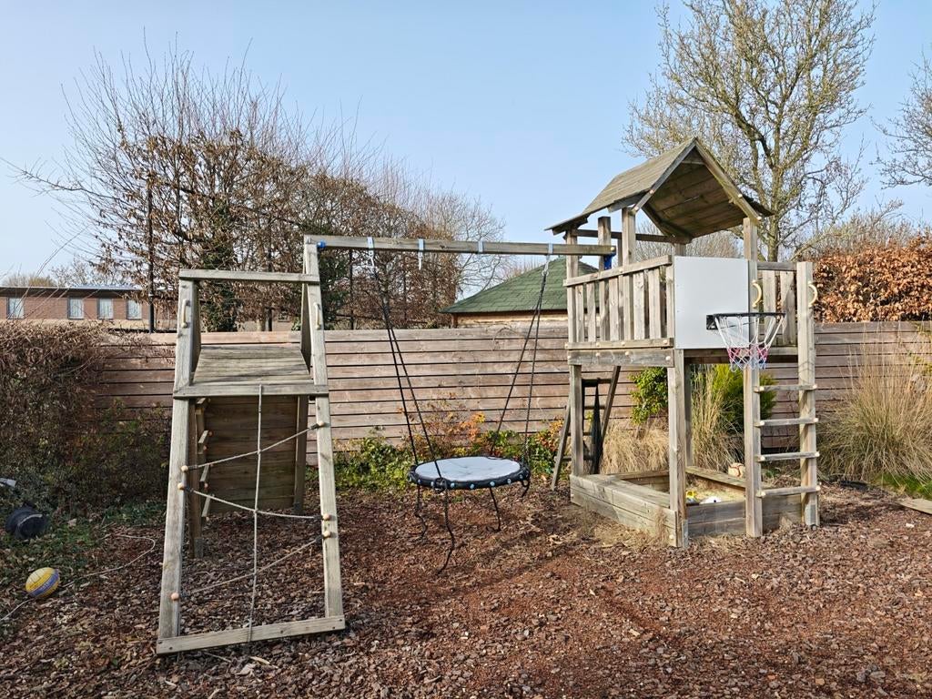 Welles Tuinhout Speeltoestel met Klimaanbouw, Kinderen en Baby's, Speelgoed | Buiten | Speeltoestellen, Ophalen, Gebruikt, Klimnet