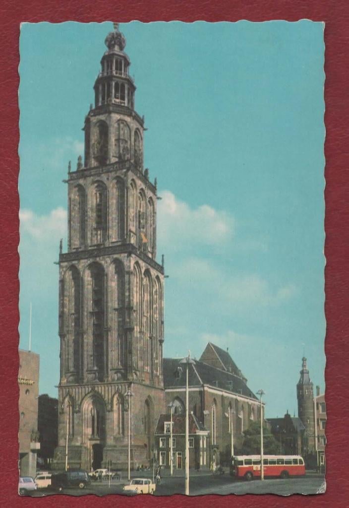 Groningen - Martinitoren (Bus, auto's) -'74 (pst. Groningen), Ophalen of Verzenden, 1960 tot 1980, Gelopen, Groningen