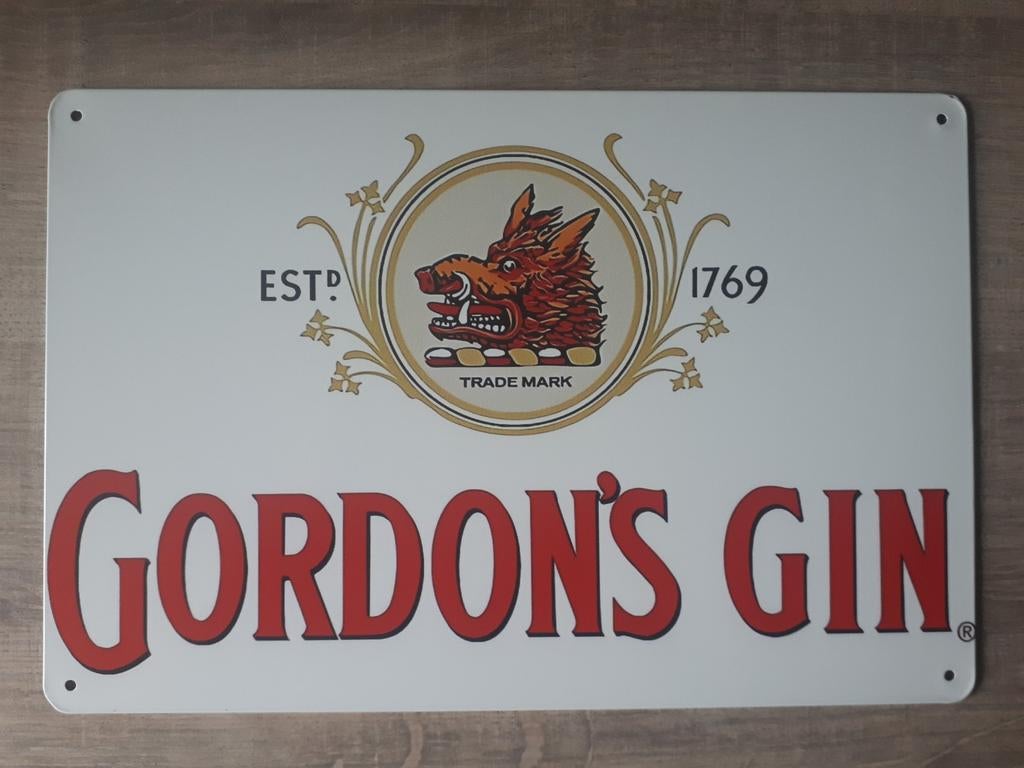 Gordon's Gin 20x30 cm Reclamebord, Verzamelen, Ophalen of Verzenden, Nieuw, Reclamebord
