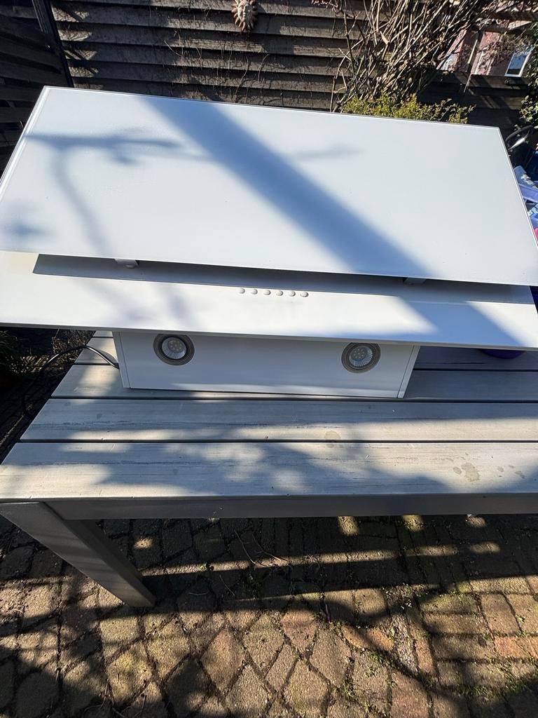 Witte vlakke/schuine afzuigkap met verlichting, Ophalen, Gebruikt, Onderbouw afzuigkap, Inbouw