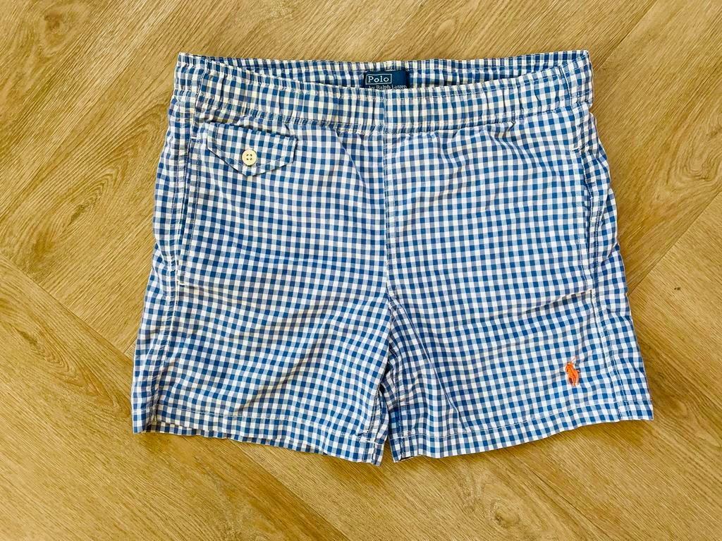 Ralph Lauren blauw geruite zwembroek maat 152, Verzenden, Zo goed als nieuw, Jongen, Sport- of Zwemkleding