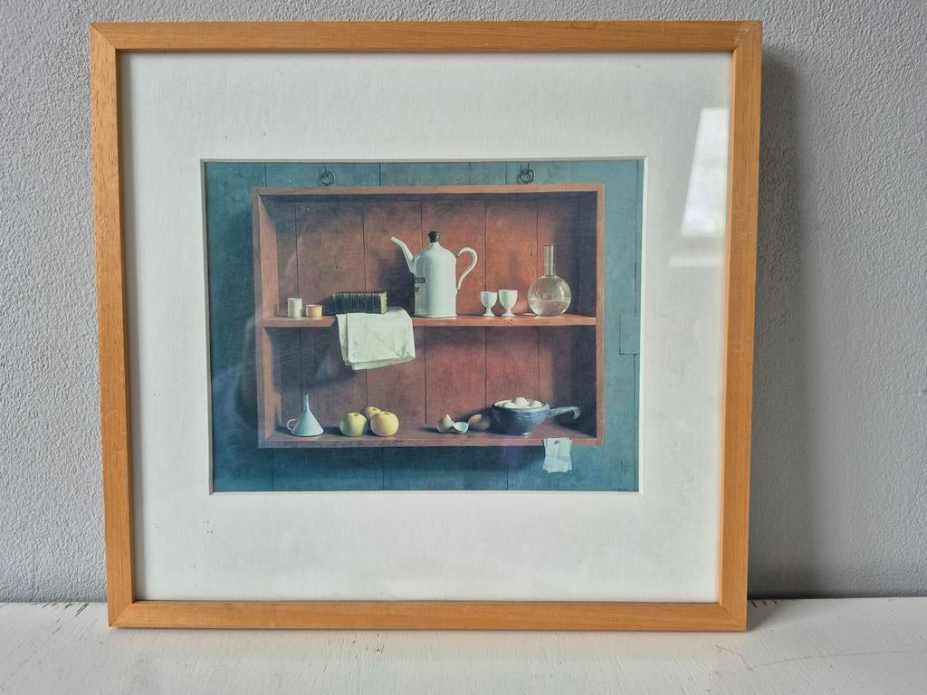 Reproductie Henk Helmantel - Ingelijst met passe-partout, Ophalen of Verzenden