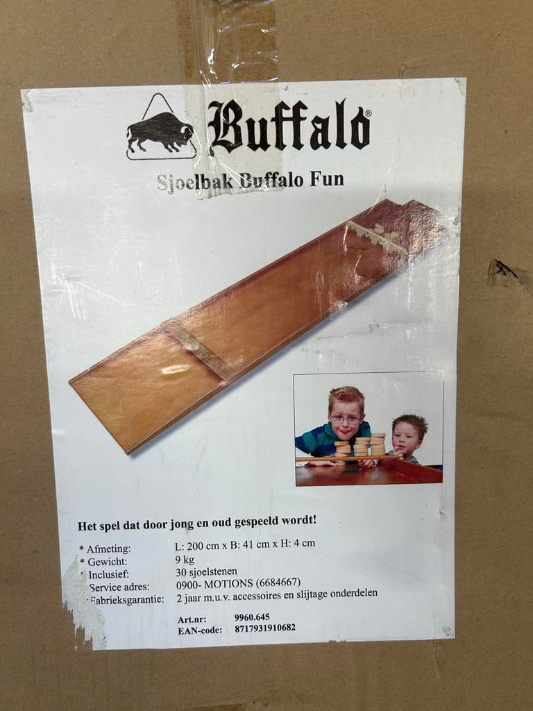 Sjoelbak Buffalo Fun - Compleet met 30 sjoelstenen, Hobby en Vrije tijd, Gezelschapsspellen | Overige, Zo goed als nieuw, Een of twee spelers