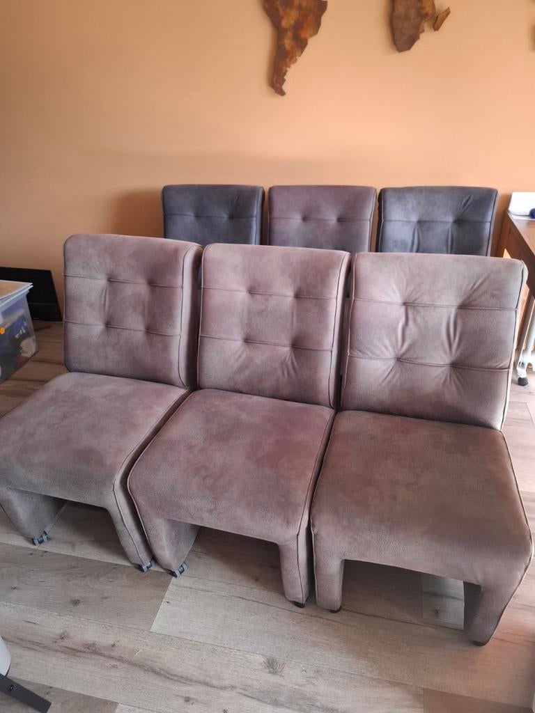 6 comfortabele eetkamerstoelen - Gebruikt maar netjes, Huis en Inrichting, Stoelen, Ophalen, Gebruikt, Bruin, Stof