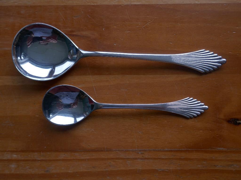 Gerritsen Amsterdam zilveren ijslepel en ijsschep waaier, Ophalen of Verzenden, Zilver