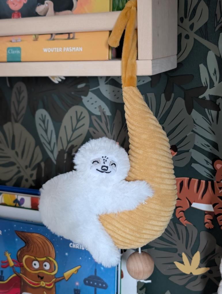 Muziekdoosje luiaard met okergele maan van Prenatal, Ophalen of Verzenden, Gebruikt, Overige typen