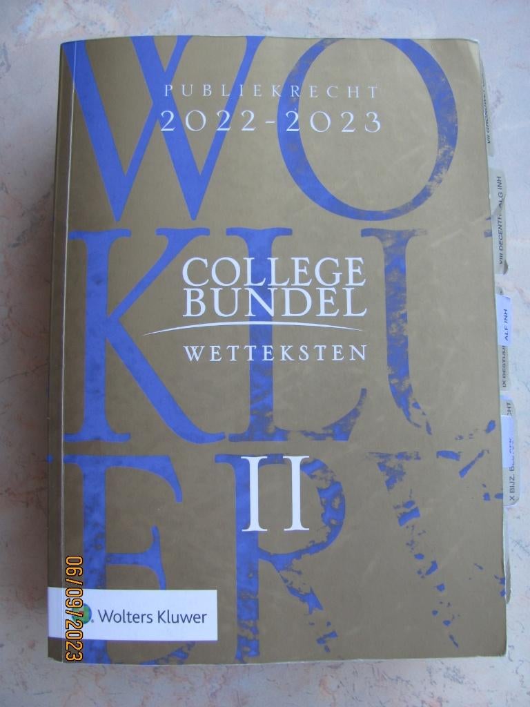 COLLEGEBUNDEL wetteksten deel 2 Publiekrecht 2022-2023 IZGS, Boeken, Studieboeken en Cursussen, Ophalen of Verzenden, Gamma, Redactie JE van den Brink