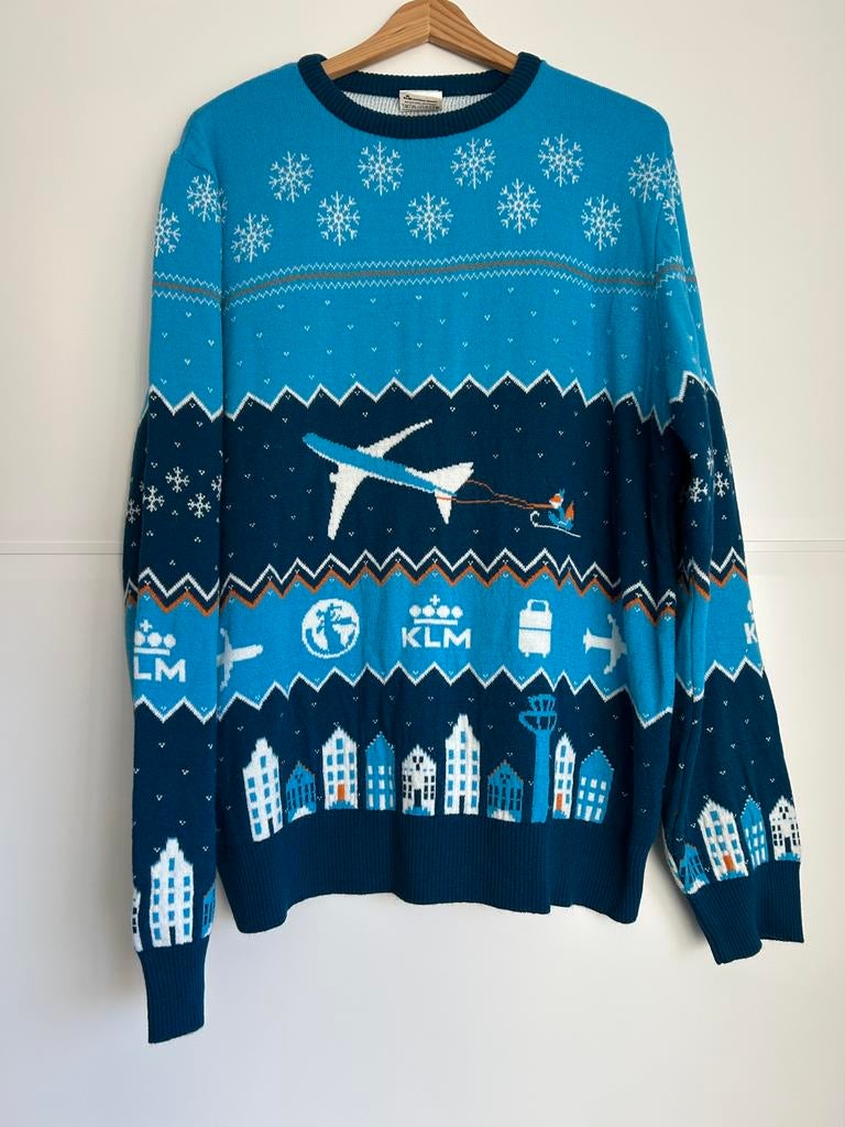 KLM kersttrui maat XL, L of M - prijs per stuk!, Ophalen of Verzenden, Zo goed als nieuw, Maat 56/58 (XL), Blauw