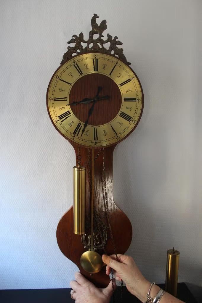 Vintage West-Duitse wandklok met slinger, Antiek en Kunst, Antiek | Klokken, Ophalen