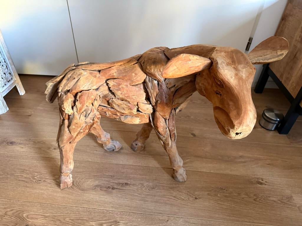 Houten koe beeld / ornament /, Ophalen, Hout, Nieuw, Mediterraans