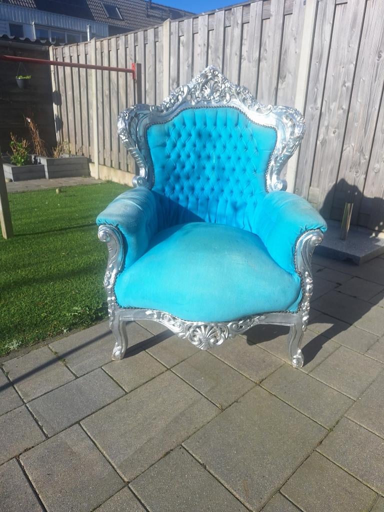 Barok stoel turquoise, Ophalen, Gebruikt, Eén