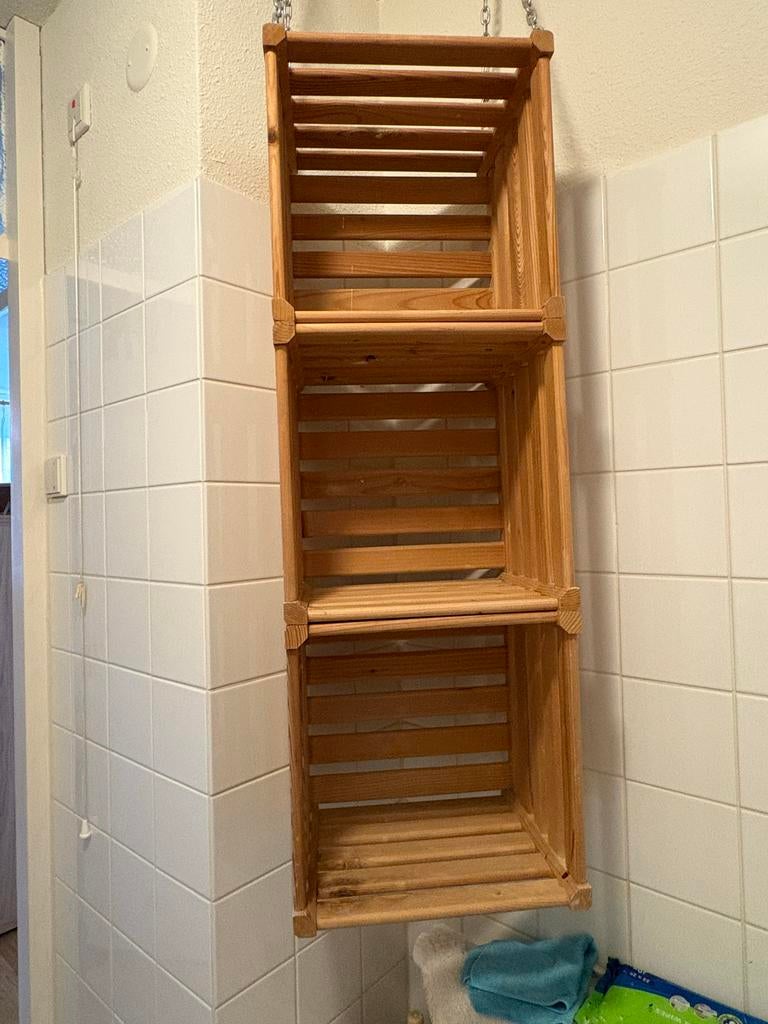 Houten opbergrek met 3 vakken, Ophalen, Gebruikt