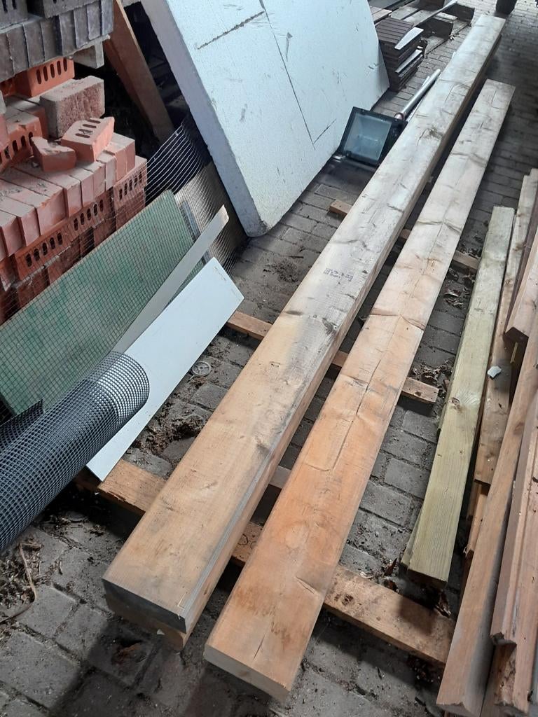 Houten balken, Doe-het-zelf en Verbouw, Hout en Planken, Ophalen, Vuren, 50 mm of meer, Balk