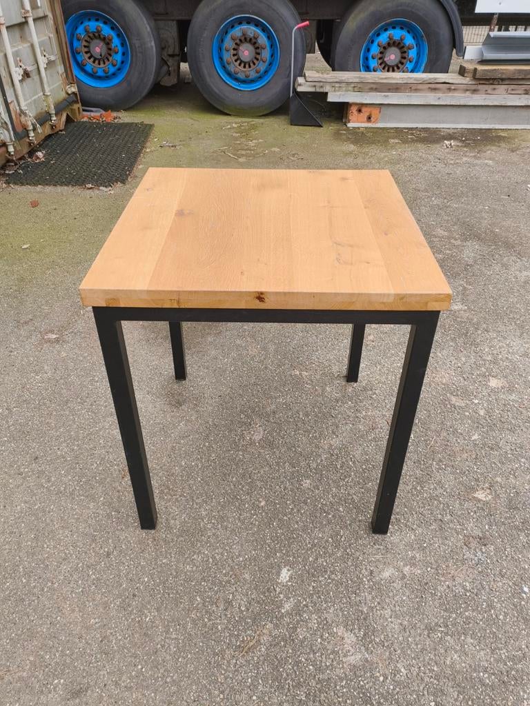 Bistro tafels zwart/eiken, Ophalen of Verzenden, Rechthoekig, 50 tot 100 cm, 50 tot 100 cm