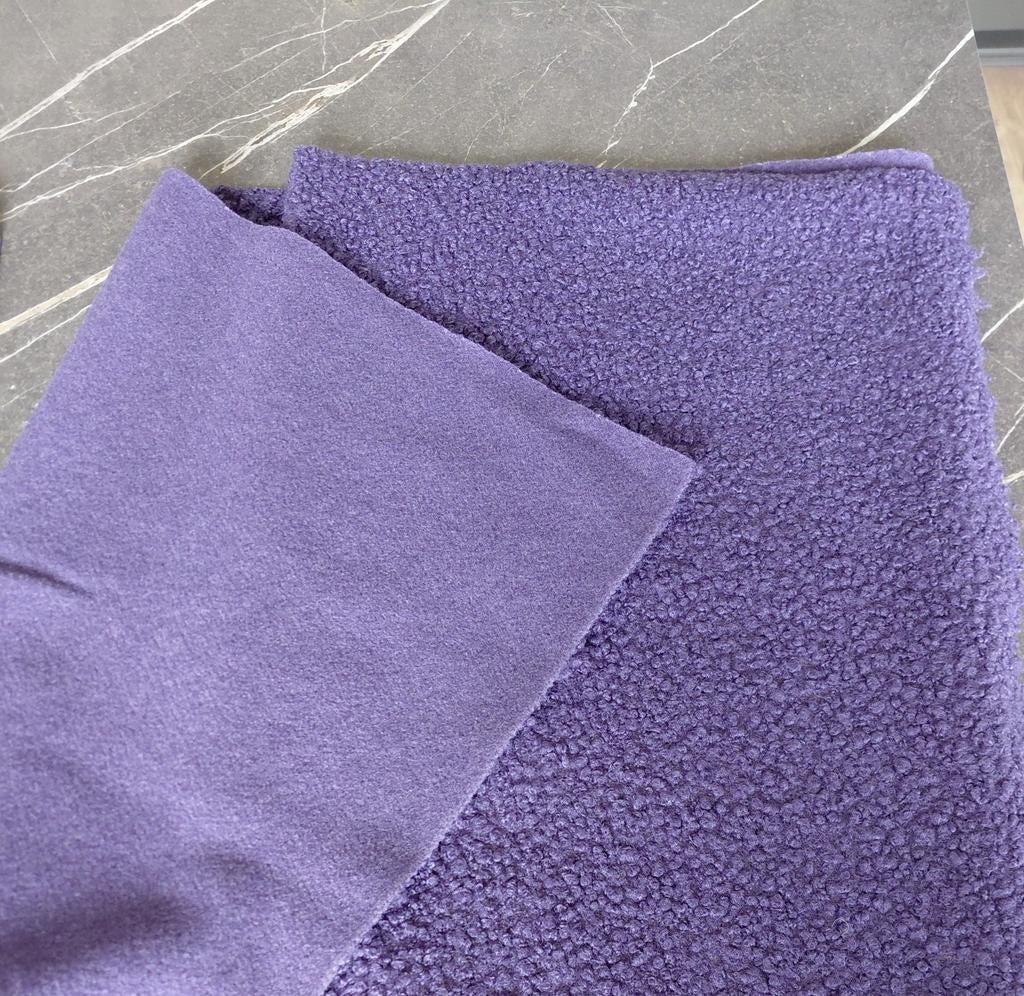 Bouclé/teddy stof paars, 120 cm of meer, Paars, Nieuw, Ophalen of Verzenden
