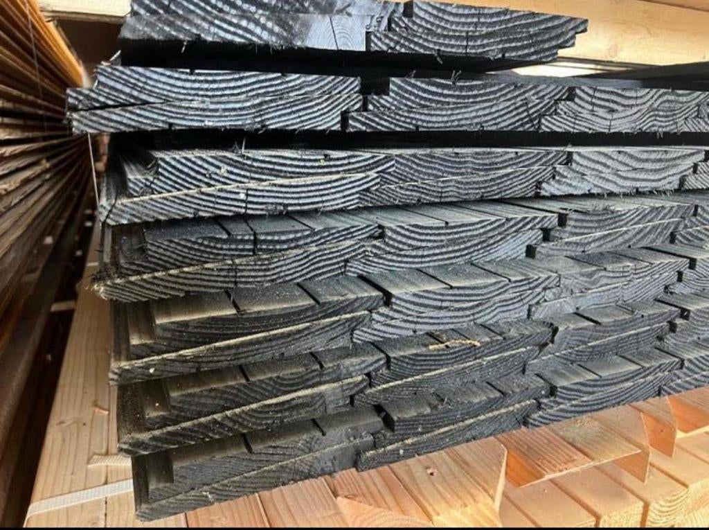 Zweeds Rabat Douglas zwart/blank | Topkwaliteit, lage prijs, Ophalen of Verzenden, Nieuw, 250 cm of meer, Planken