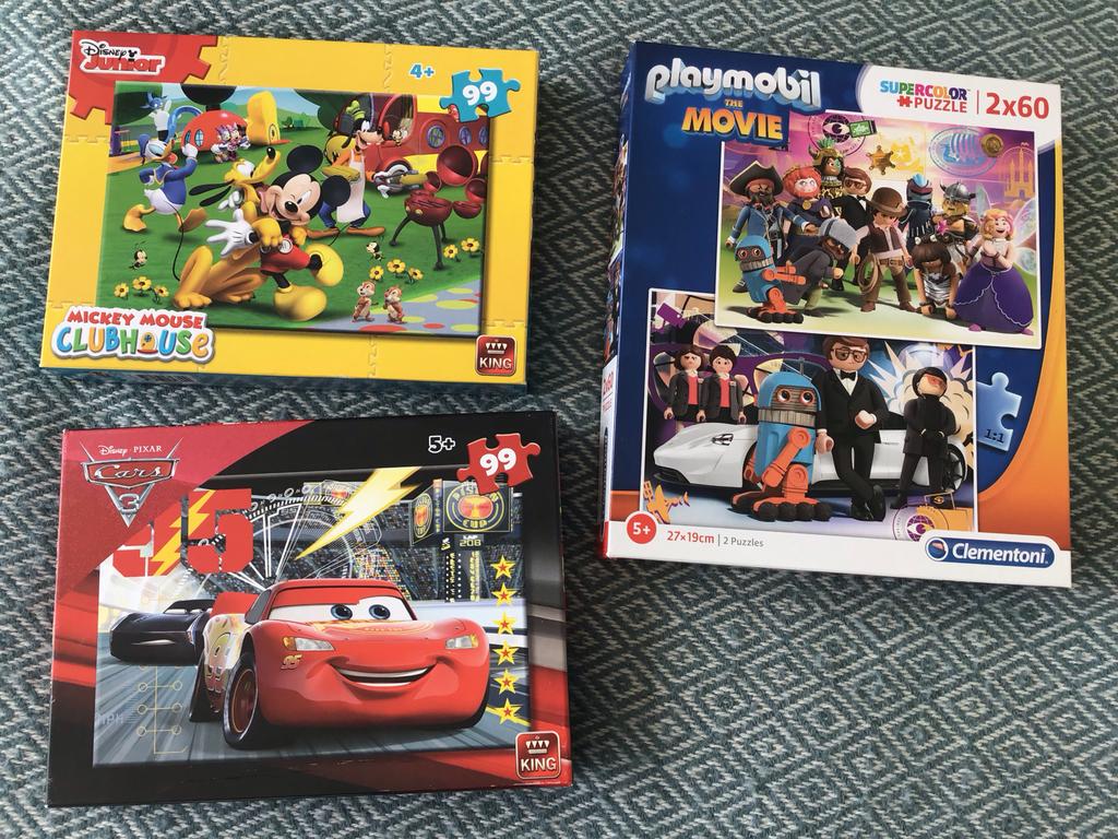 Disney Mickey Mouse puzzel,Playmobil puzzels (2x) en cars, Kinderen en Baby's, Speelgoed | Kinderpuzzels, Zo goed als nieuw, 4 tot 6 jaar