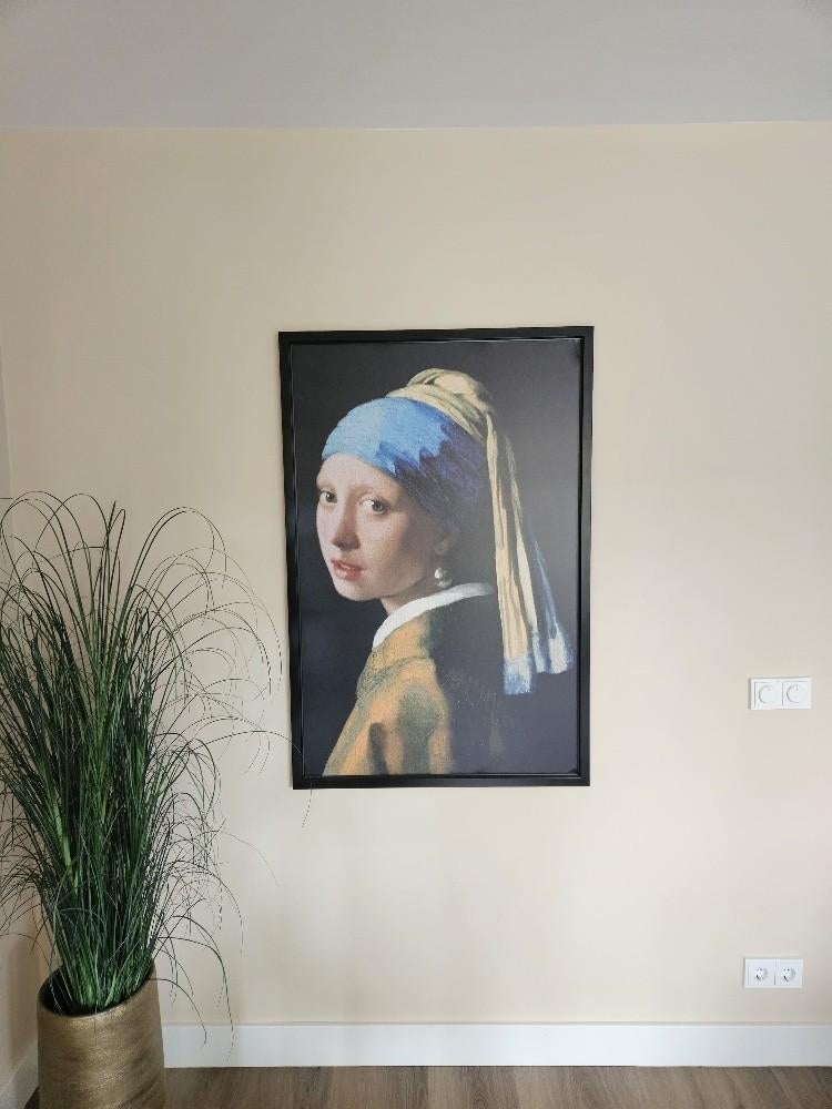 Zwart schilderij, Meisje met de Parel. 118cm bij 78cm, Ophalen, Zo goed als nieuw, Schilderij, 75 cm of meer