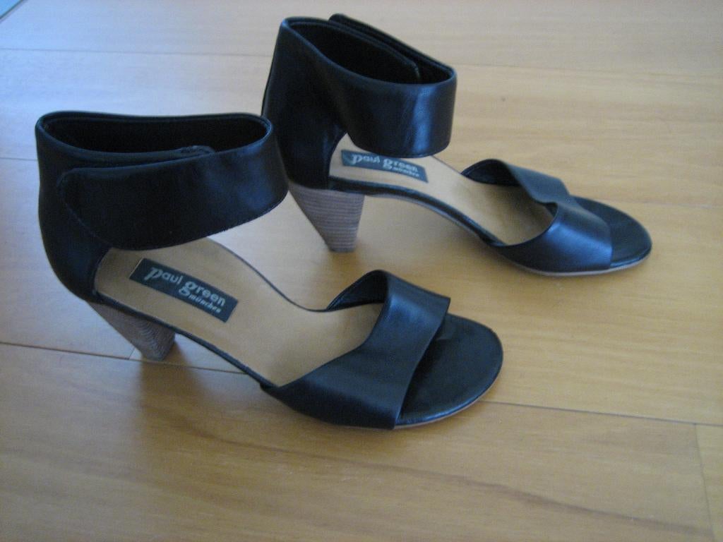 Elegante zwart leren sandaaltjes PAUL GREEN 37 snazzeys, Verzenden, Zwart, Sandalen of Muiltjes, Zo goed als nieuw