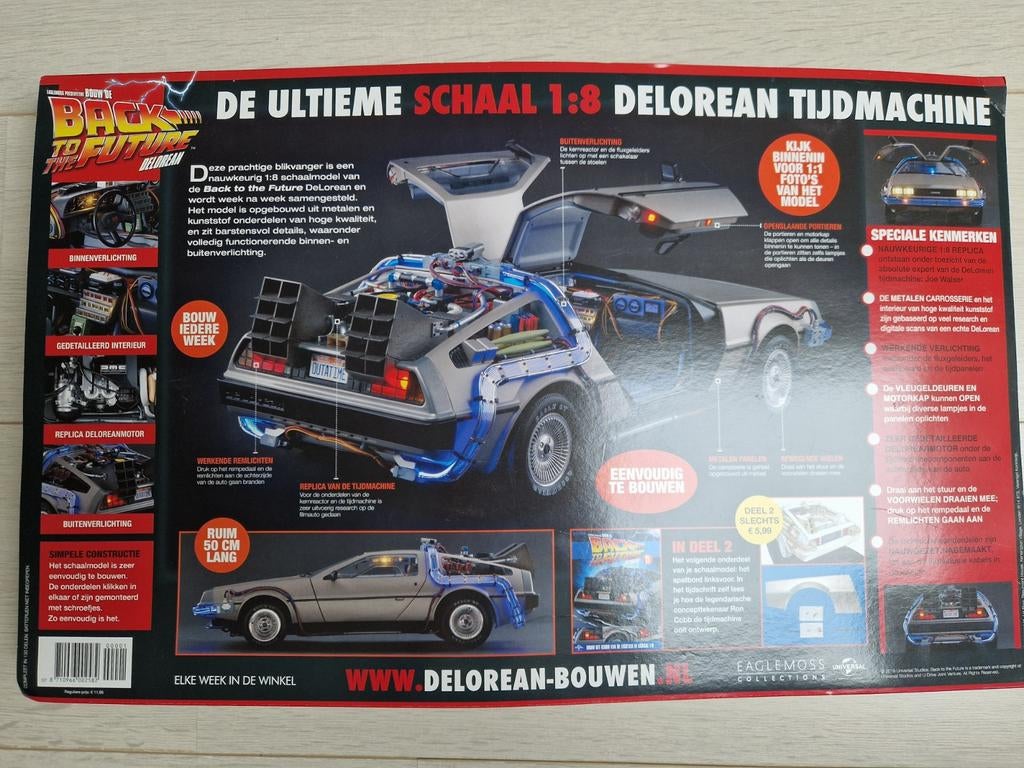 1:8 bouw de delorean van back to the future model, Ophalen of Verzenden, Actiefiguur of Pop
