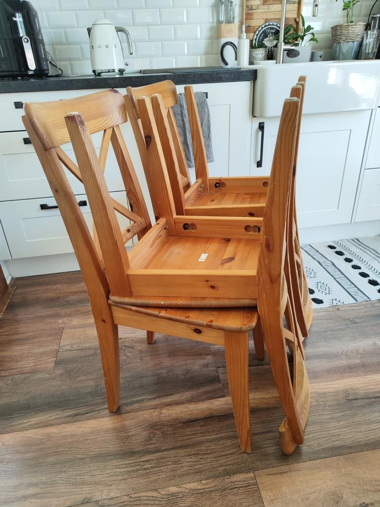 Ikea Ingolf - Set van 4 houten eetkamerstoelen, Huis en Inrichting, Stoelen, Ophalen, Gebruikt, Overige kleuren, Vier