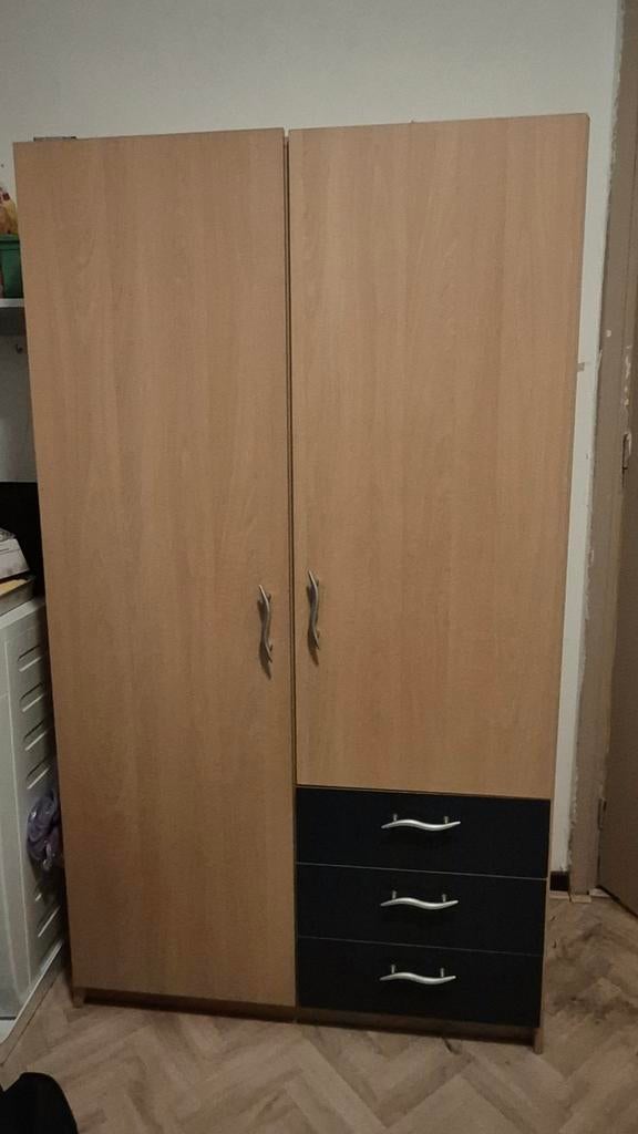 Kledingkast, beuken met blauwe lades, Huis en Inrichting, Ophalen, 50 tot 75 cm, 50 tot 100 cm, 200 cm of meer