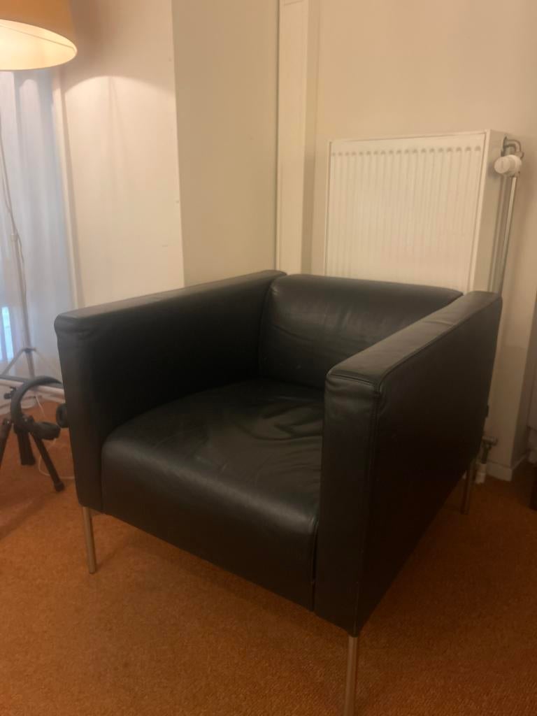 Gispen eetkamerstoelen, bank en fauteuils, Huis en Inrichting, Stoelen, Gebruikt, Zwart, Leer, Ophalen of Verzenden