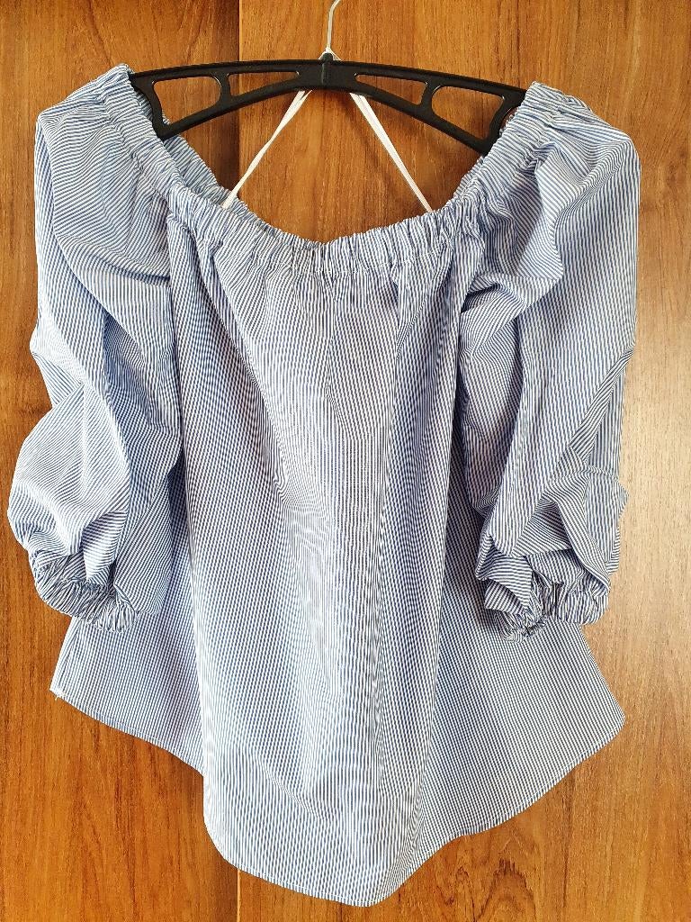 Off the shoulder blouse maat 34, Kleding | Dames, H&M, Blauw, Ophalen of Verzenden, Zo goed als nieuw
