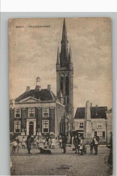 Prinsenhage Markt hond+veel volk st 1923 uitg  B. J. , B