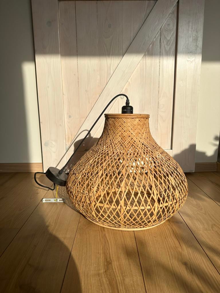 Rotan plafondlamp- incl. Lamp, Ophalen, Zo goed als nieuw, Overige materialen, 50 tot 75 cm