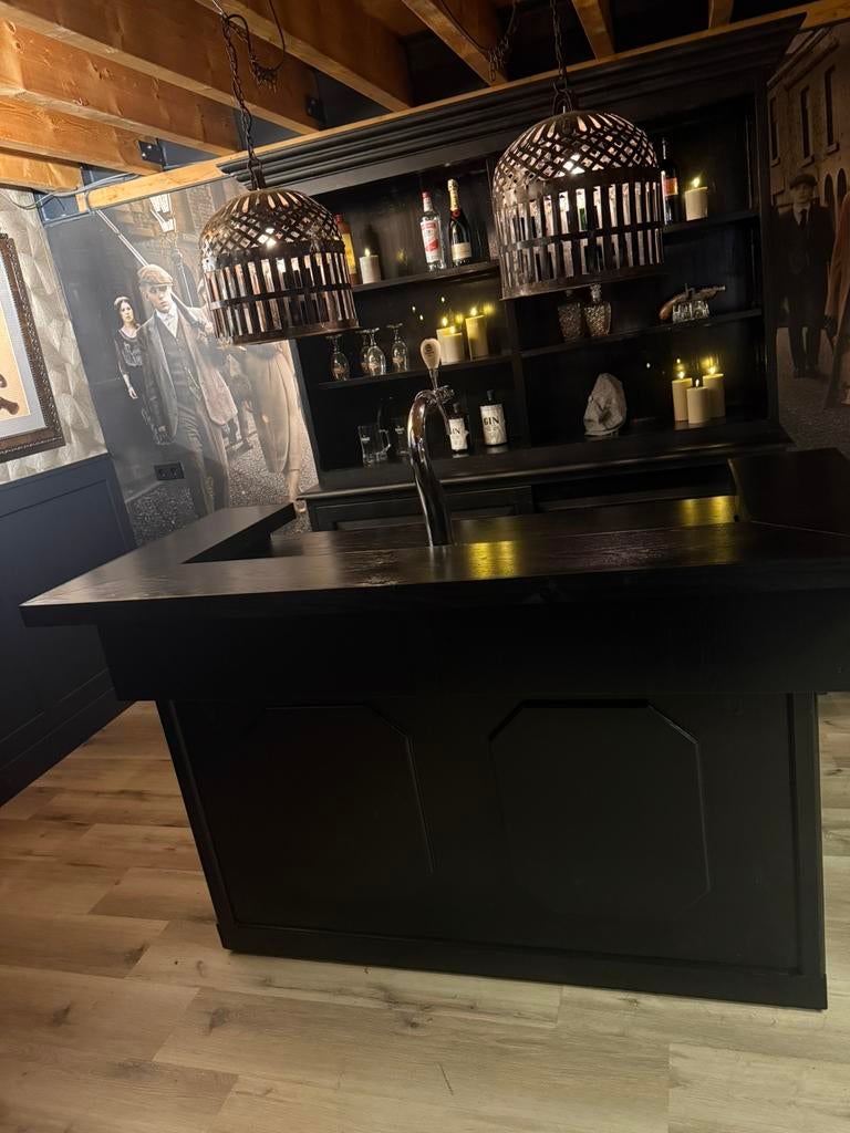 Mobiele zwarte bar set toog man cave cafe kroeg overkapping, Ophalen of Verzenden, Zo goed als nieuw