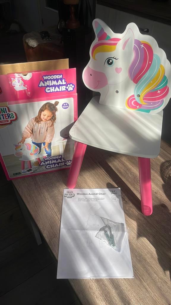 Nieuw Unicorn houten stoel voor 2 tot 5 jaar, Ophalen of Verzenden, Nieuw