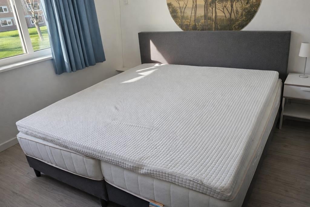 Boxspring 180x200 met Gazelle matras en IKEA topper, Ophalen, Gebruikt, Tweepersoons, 180 cm